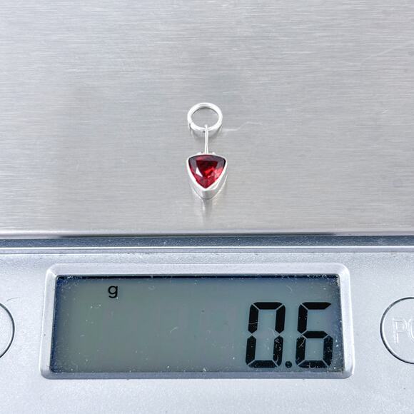 Estate Sterling Silver 925 Garnet Charm Pendant - Picture 7 of 7